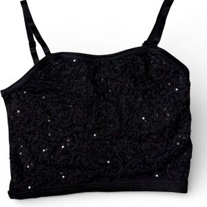Black Sequin Crop Top